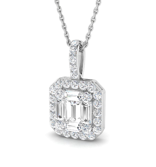 ELEGANT BAGUETTE DIAMOND PENDANT NECKLACE