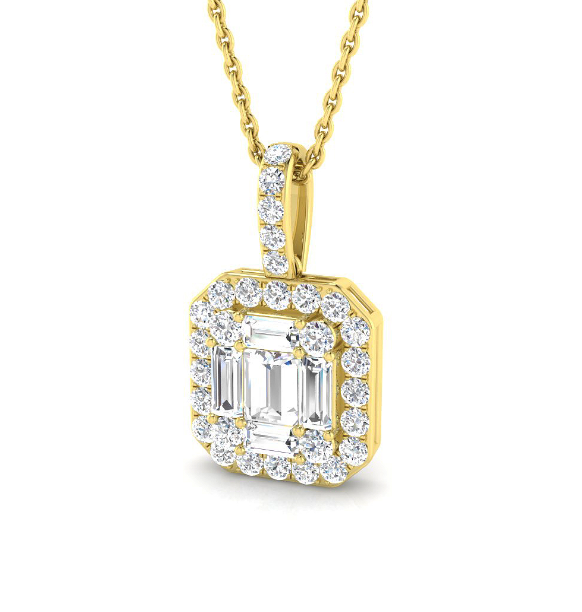 ELEGANT BAGUETTE DIAMOND PENDANT NECKLACE