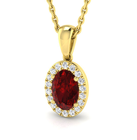 OVAL RUBY AND DIAMOND GOLD PENDANT NECKLACE