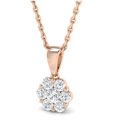 DIAMOND CLUSTER FLOWER PENDANT NECKLACE