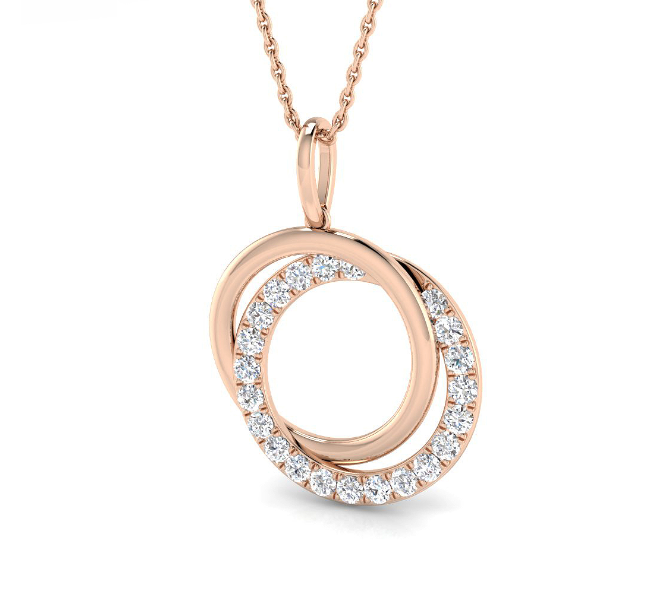 HARROGATE ENTWINED CIRCLE DIAMOND PENDANT NECKLACE