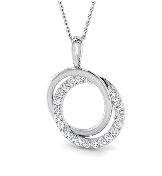 HARROGATE ENTWINED CIRCLE DIAMOND PENDANT NECKLACE