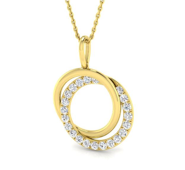HARROGATE ENTWINED CIRCLE DIAMOND PENDANT NECKLACE