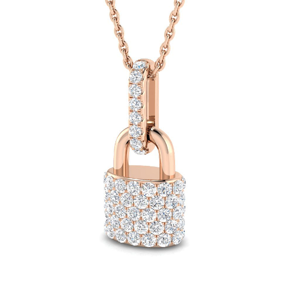DIAMOND PADLOCK PENDANT GOLD NECKLACE HARROGATE