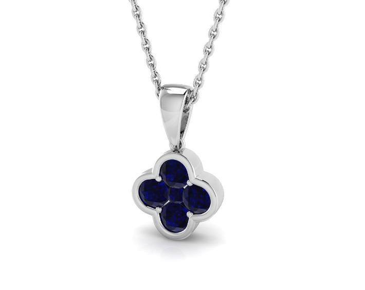 ELEGANT GOLD SAPPHIRE CLOVER NECKLACE