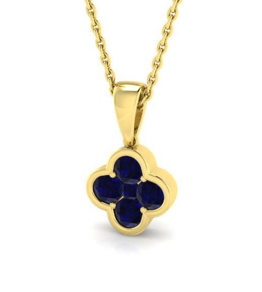 ELEGANT GOLD SAPPHIRE CLOVER NECKLACE