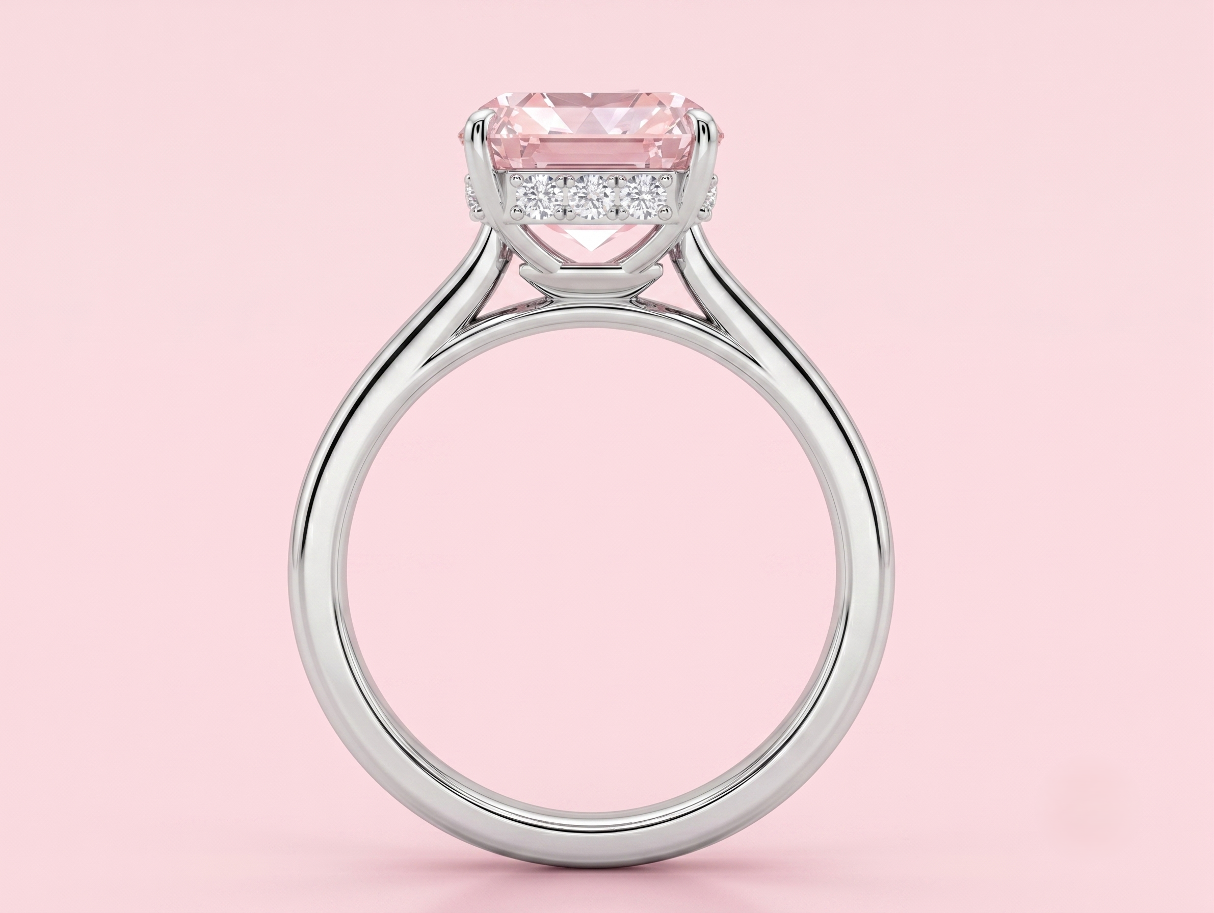 Pink Lab Grown Diamond Emerald Shape Ring 7.97ct 9ct & 18ct Gold