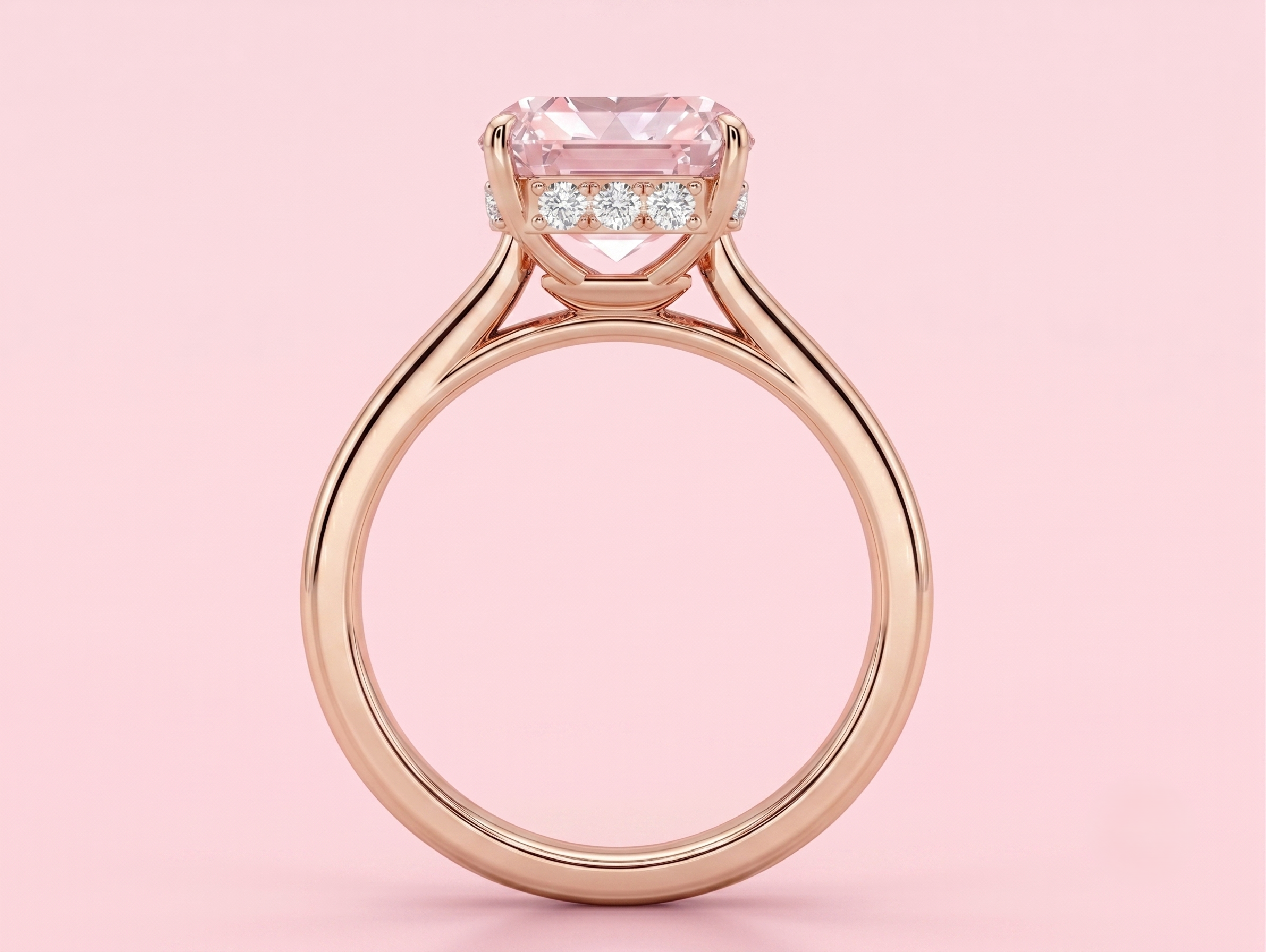 Pink Lab Grown Diamond Emerald Shape Ring 7.97ct 9ct & 18ct Gold