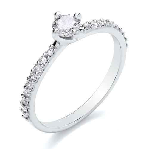 Round 0.43ct diamond Platinum Solitaire Diamond on Shoulders Engagement Ring Fogal and Barnes Fine Jewellers in Harrogate