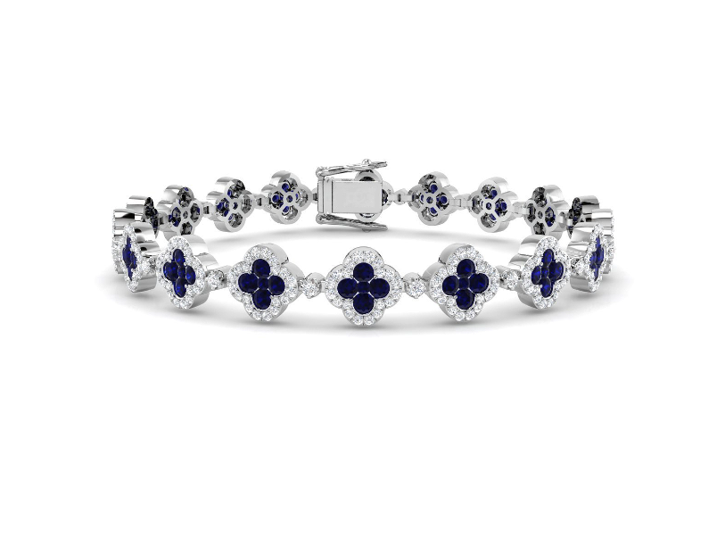 SAPPHIRE AND DIAMOND GOLD TENNIS BRACELET