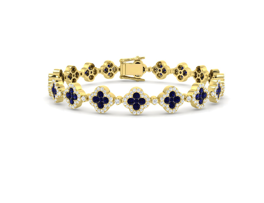 SAPPHIRE AND DIAMOND GOLD TENNIS BRACELET