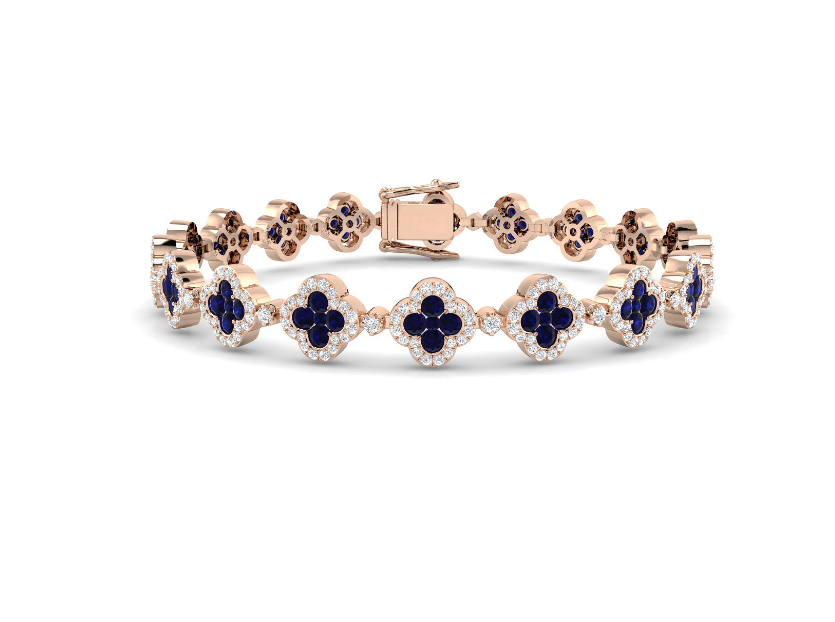 SAPPHIRE AND DIAMOND GOLD TENNIS BRACELET