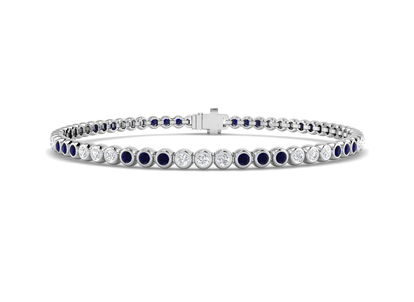 SAPPHIRE AND DIAMOND TRIPPLE LINK TENNIS BRACELET