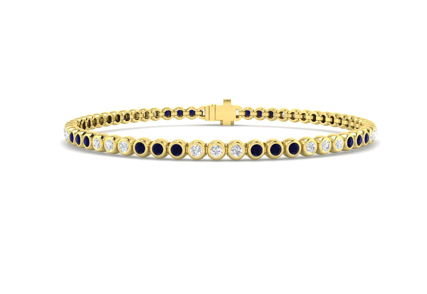SAPPHIRE AND DIAMOND TRIPPLE LINK TENNIS BRACELET