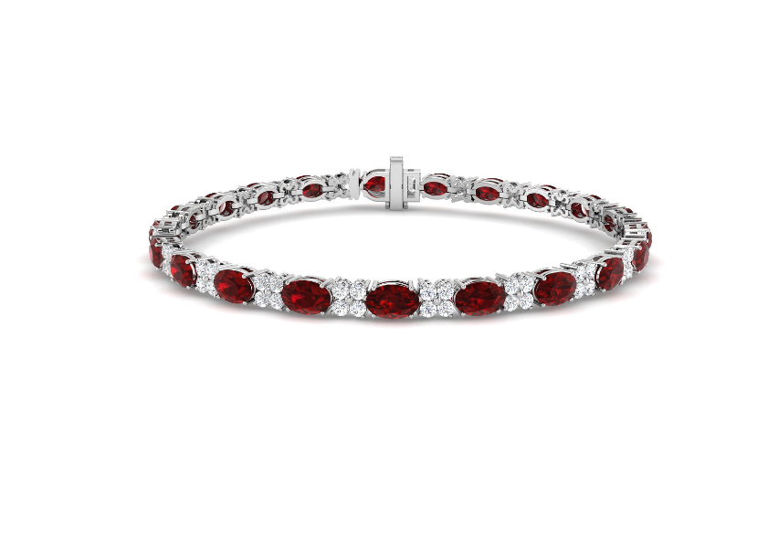 GOLD RUBY AND DIAMOND TENNIS BRACELET