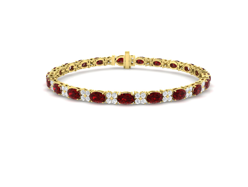 GOLD RUBY AND DIAMOND TENNIS BRACELET