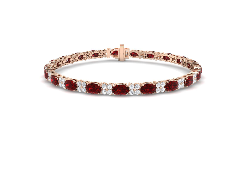 GOLD RUBY AND DIAMOND TENNIS BRACELET