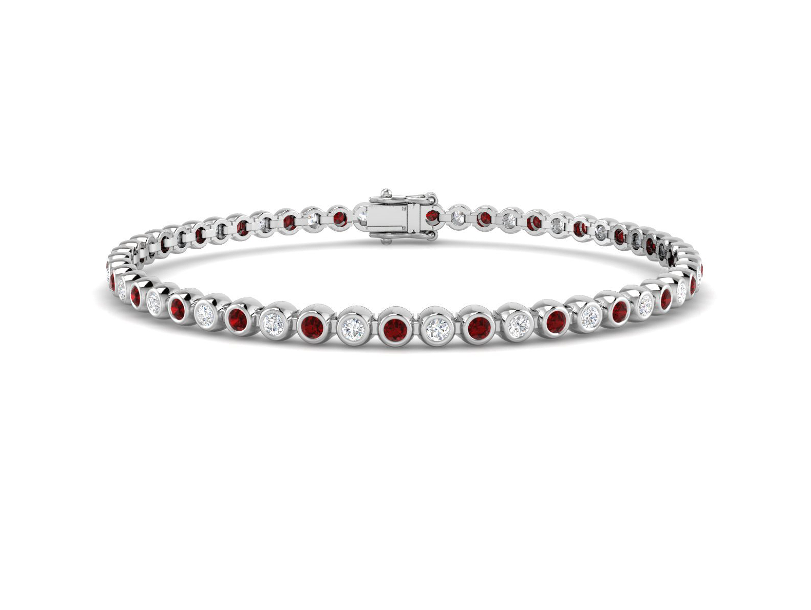 2.45CT RUBY AND DIAMOND GOLD TENNIS BRACELET