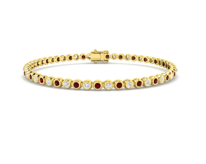 2.45CT RUBY AND DIAMOND GOLD TENNIS BRACELET