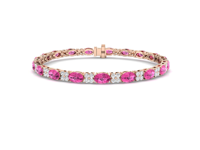 ELEGANT PINK SAPPHIRE AND DIAMOND WHITE GOLD BRACELET