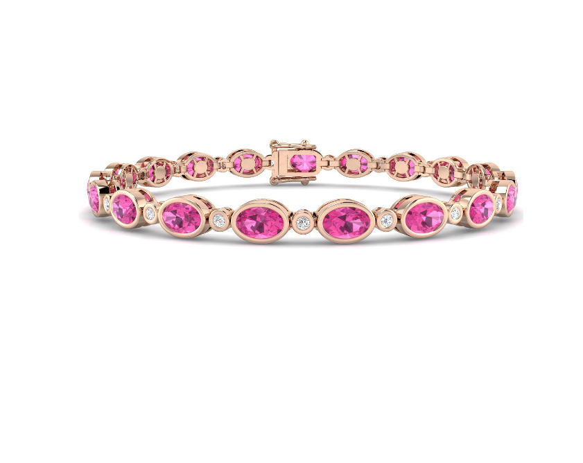 PINK SAPPHIRE AND DIAMOND  WHITE GOLD TENNIS BRACELET