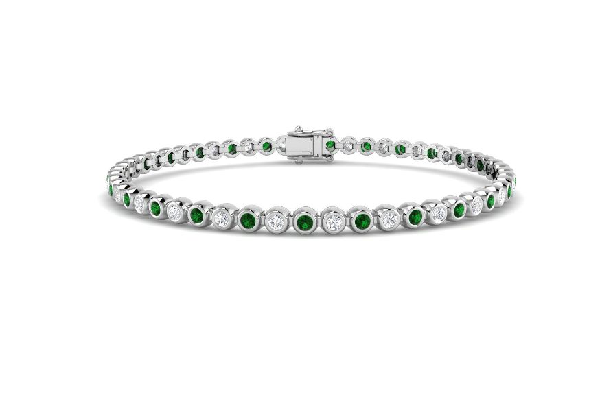 EMERALD AND DIAMOND GOLD TENNIS BRACELET