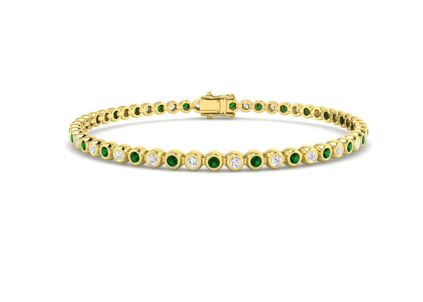 EMERALD AND DIAMOND GOLD TENNIS BRACELET