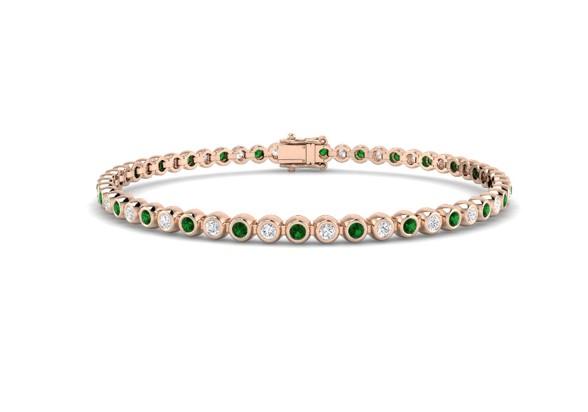 EMERALD AND DIAMOND GOLD TENNIS BRACELET
