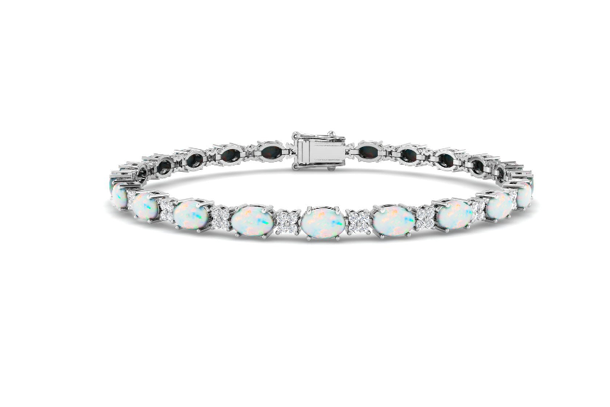 NATURAL OPAL AND DIAMOND BRACELET