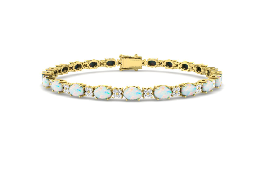NATURAL OPAL AND DIAMOND BRACELET