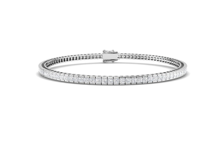 GOLD PRINCESS CUT DIAMOND TENNIS BRACELET