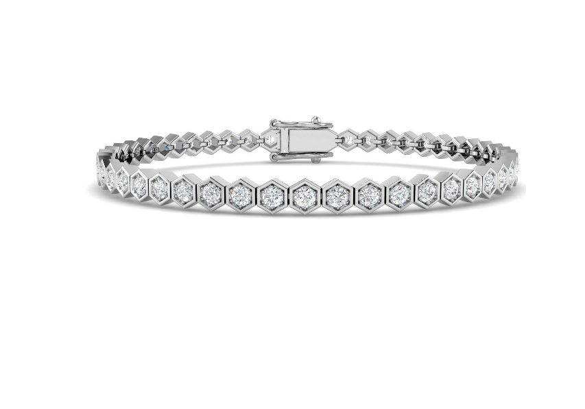 WHITE GOLD DIAMOND HEXAGON TENNIS BRACELET