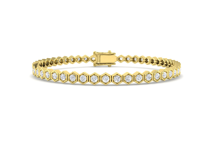 WHITE GOLD DIAMOND HEXAGON TENNIS BRACELET