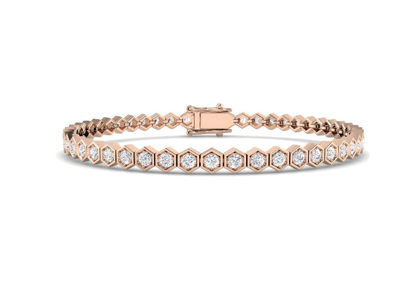 WHITE GOLD DIAMOND HEXAGON TENNIS BRACELET
