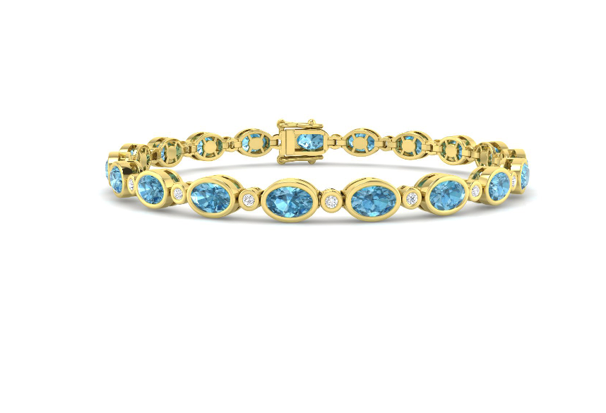 BLUE TOPAZ AND DIAMOND TENNIS BRACELET