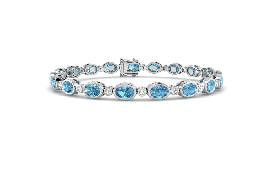 BLUE TOPAZ AND DIAMOND TENNIS BRACELET