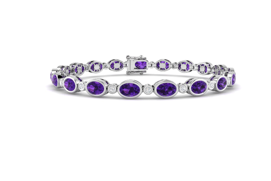 DIAMOND AND AMETHYST GOLD TENNIS BRACELET