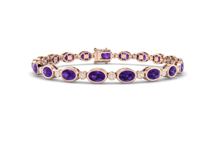 DIAMOND AND AMETHYST GOLD TENNIS BRACELET