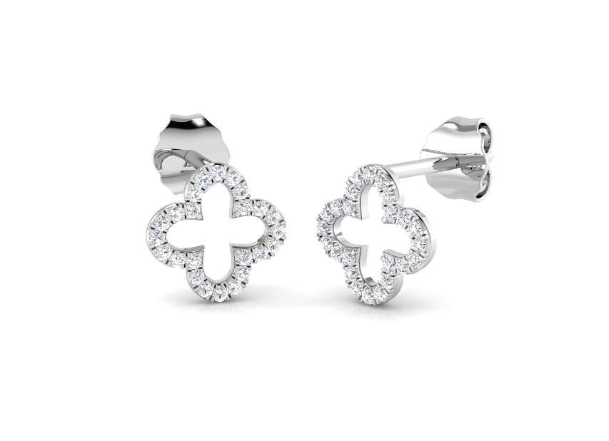 0.25CT DIAMOND AND GOLD CLOVER STUD EARRINGS- HARROGATE