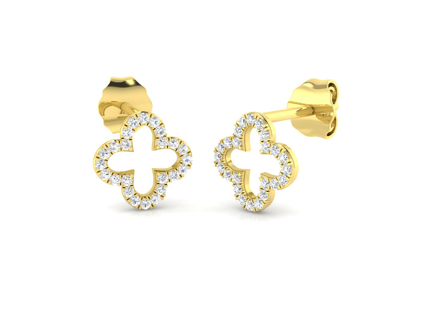 0.25CT DIAMOND AND GOLD CLOVER STUD EARRINGS- HARROGATE