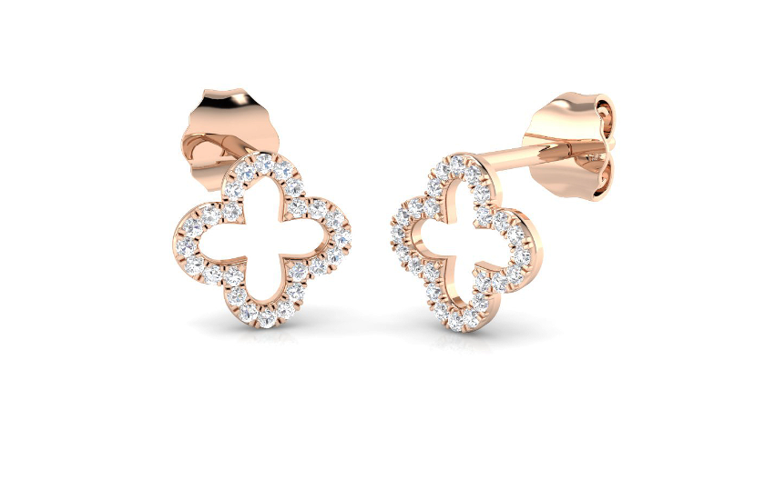 0.25CT DIAMOND AND GOLD CLOVER STUD EARRINGS- HARROGATE