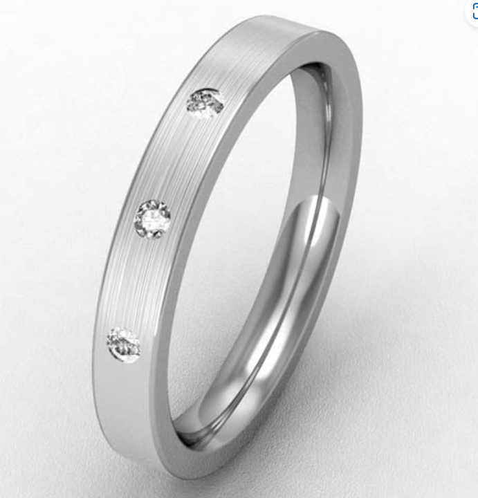 3MM FLAT COURT DIAMOND SET WEDDING RING