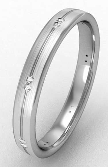 3MM BOMBE COURT DOUBLE SET DIAMOND WEDDING RING