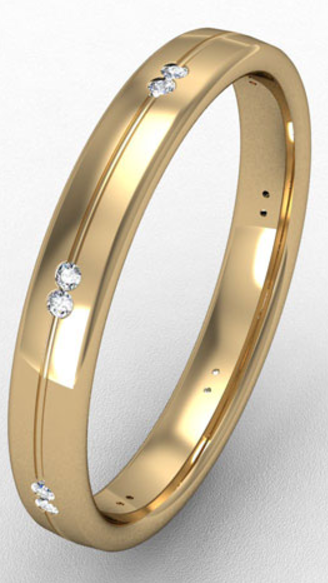 3MM BOMBE COURT DOUBLE SET DIAMOND WEDDING RING