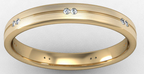 3MM BOMBE COURT DOUBLE SET DIAMOND WEDDING RING