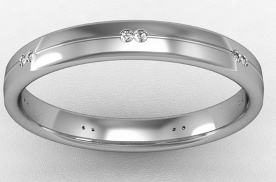 3MM BOMBE COURT DOUBLE SET DIAMOND WEDDING RING
