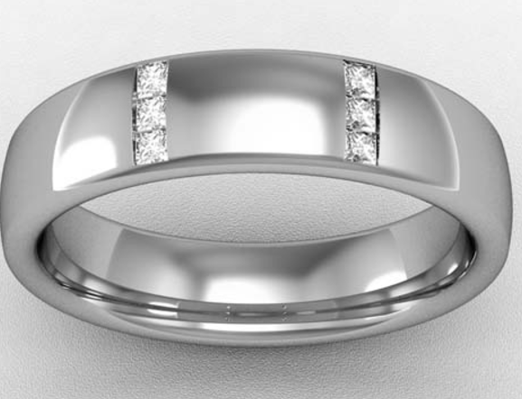 5MM PREMIUM BOMBE COURT TRIPPLE SET DIAMOND WEDDING RING