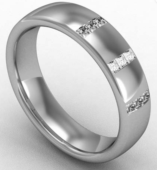 5MM PREMIUM BOMBE COURT TRIPPLE SET DIAMOND WEDDING RING