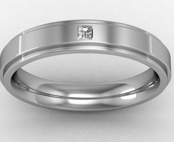 4MM PREMIUM FLAT COURT DIAMOND SET WEDDING RING