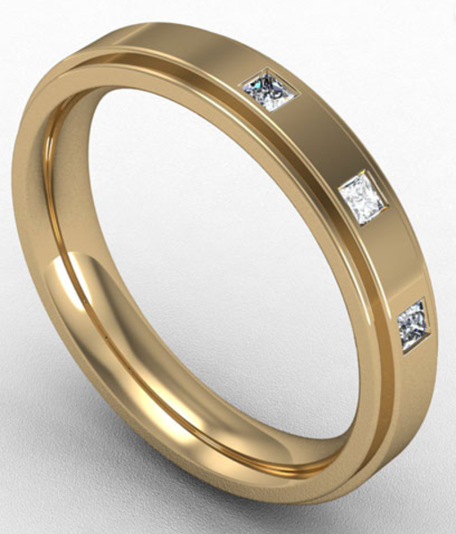 4MM PREMIUM FLAT COURT DIAMOND SET WEDDING RING